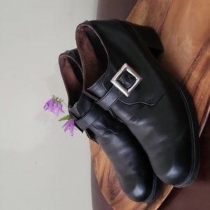 Naot Black Ankle Boots with Silver Buckle